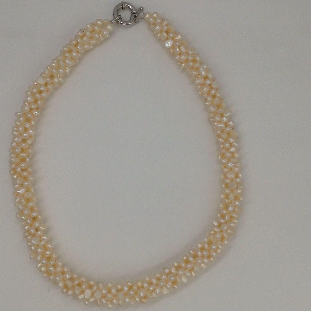 Freshwater Cream Button Pearls Jaali Rassi Mala JPM0212