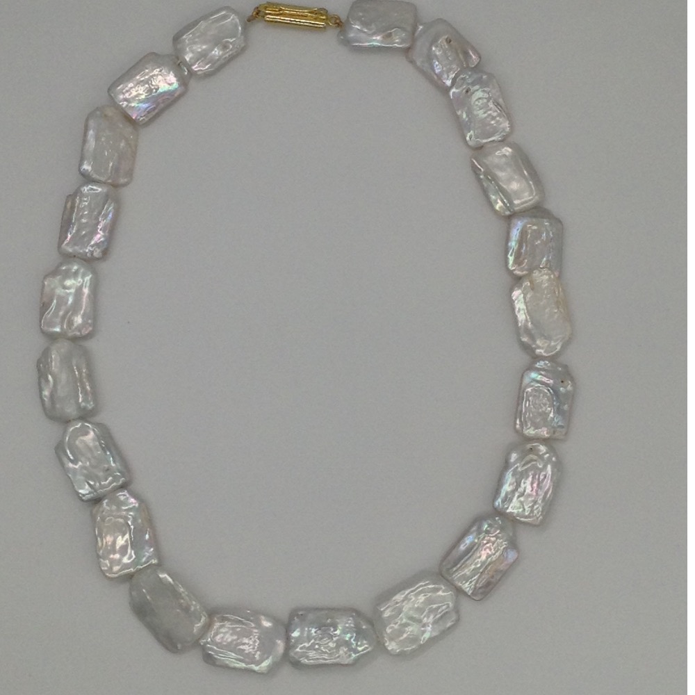 Freshwater White Square Baroque Pearls Mala JPM0209