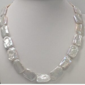 Freshwater White Square Baroque Pearls Mala JPM0209