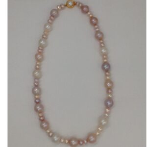 Freshwater Multicolour Round Adison Flat Pearls Mala JPM0204