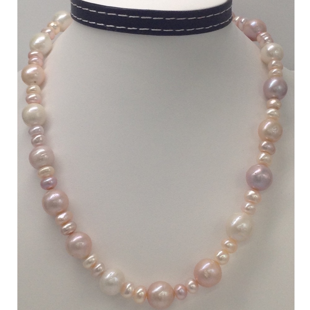 Freshwater Multicolour Round Adison Flat Pearls Mala JPM0204
