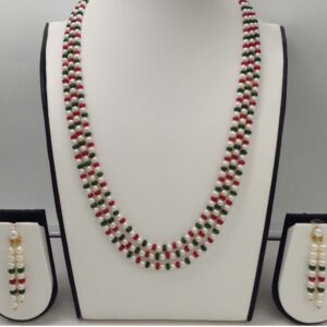 White Round Pearls Necklace Set With Semi Beeds JPP1007