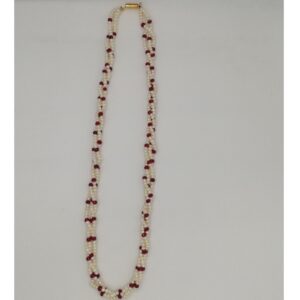 White Seed Pearls Necklace With Red Semi Beeds JPM0193