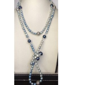 blue potato pearls long mala with balls and sphetic beeds JPM0148