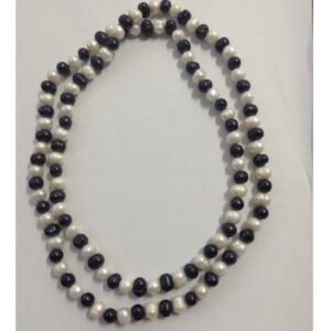 Freshwater White And Black Potato Pearls Long Mala JPM0181