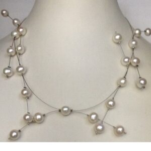 Freshwater White Potato Pearls Wire Zigzag Mala JPM0177