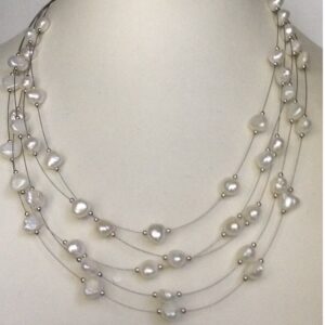 white potato pearls 5 layers wire neckalce JPM0164
