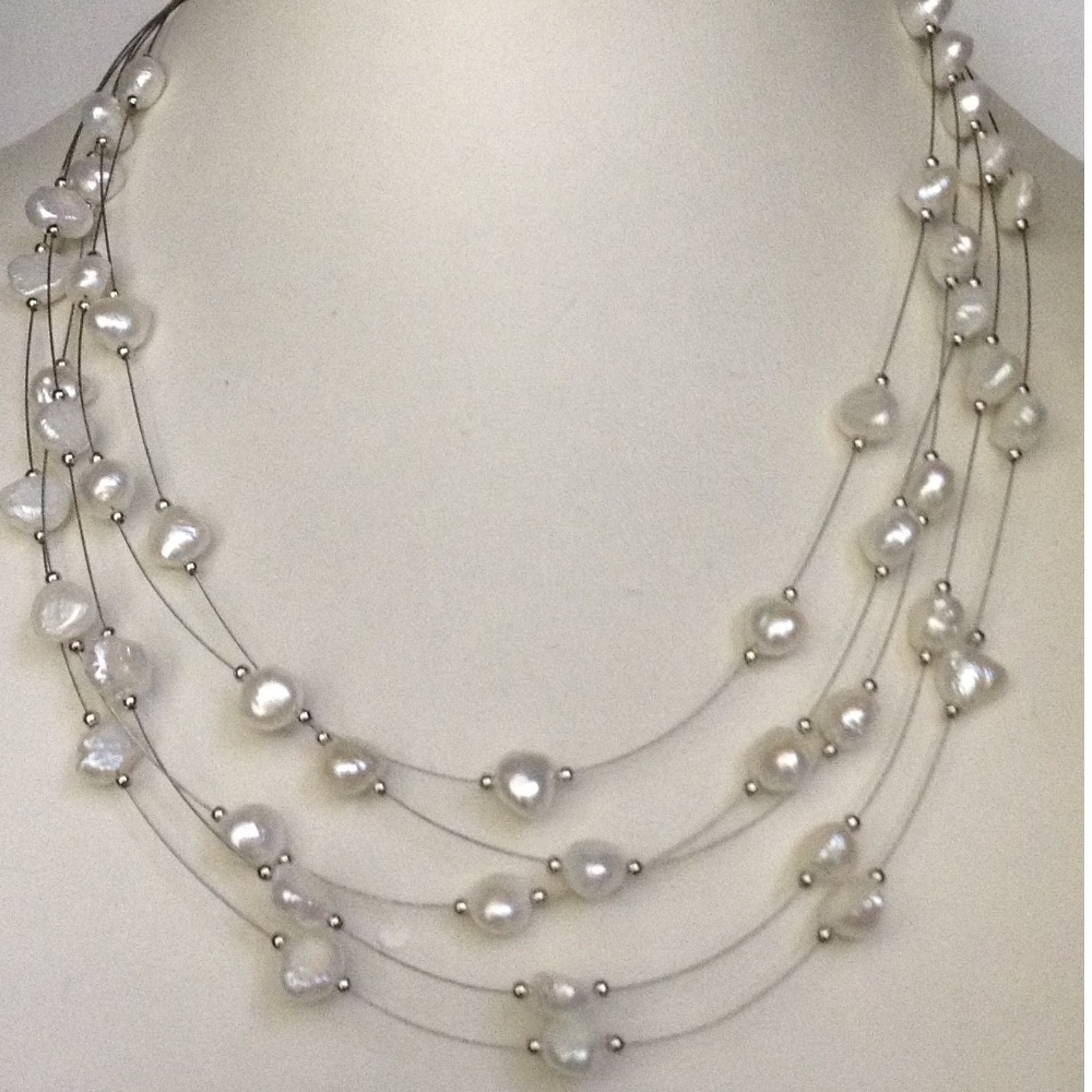 white potato pearls 5 layers wire neckalce JPM0164