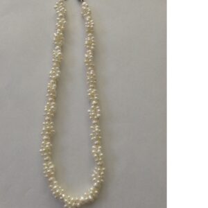 Freshwater White Drop And Round Pearls Jaali Mala JPM0187