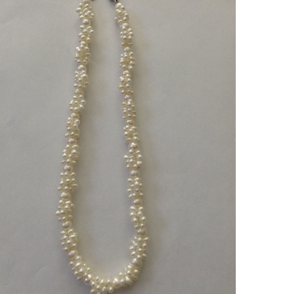 Freshwater White Drop And Round Pearls Jaali Mala JPM0187
