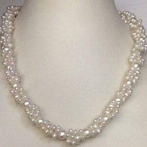 Freshwater White Drop And Round Pearls Jaali Mala JPM0187
