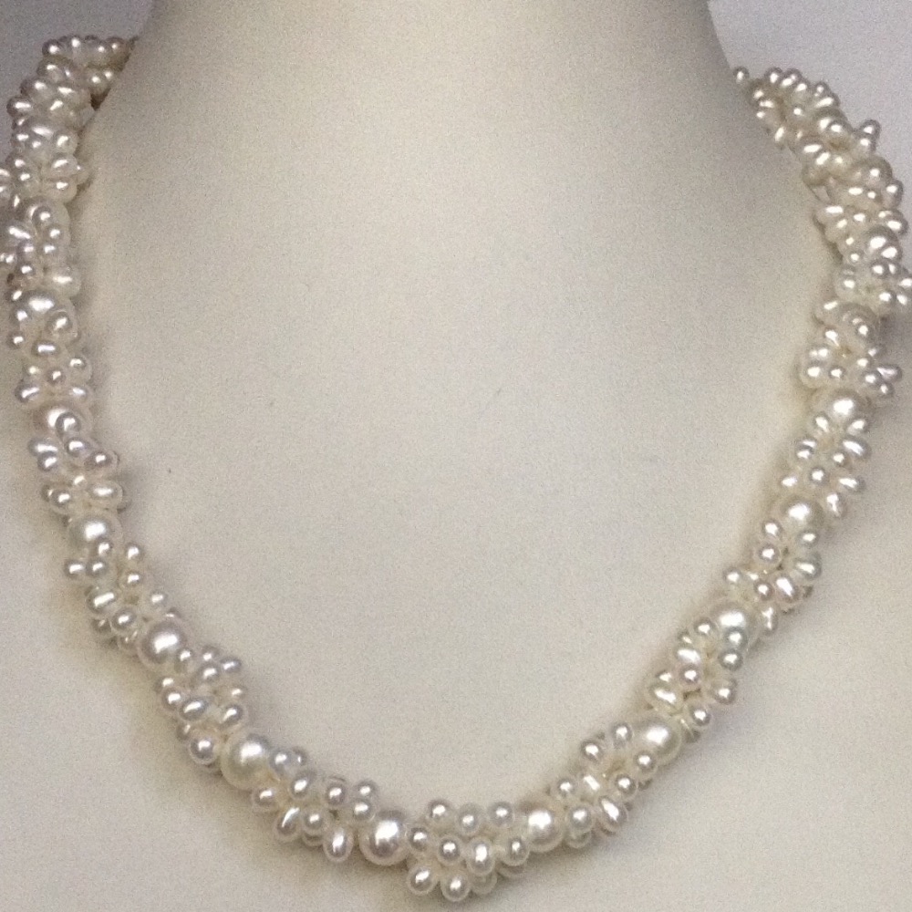 Freshwater White Drop And Round Pearls Jaali Mala JPM0187