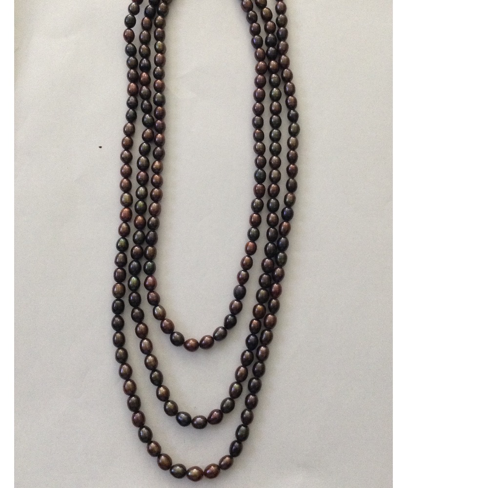 Freshwater Brown Oval Pearls Long Mala JPM0150