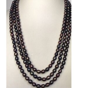 Freshwater Brown Oval Pearls Long Mala JPM0150