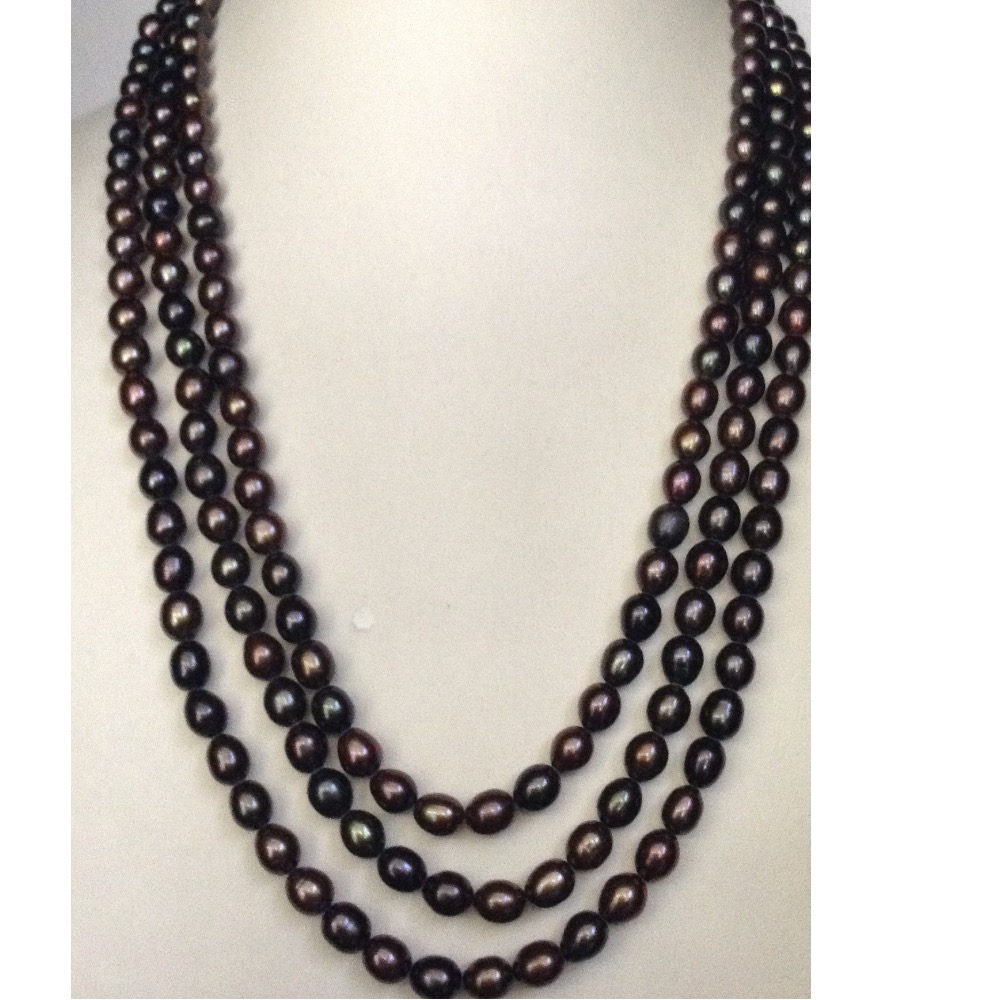 Freshwater Brown Oval Pearls Long Mala JPM0150