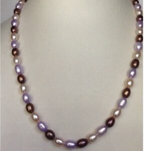 Freshwater multicolour oval pearls mala JPM0146