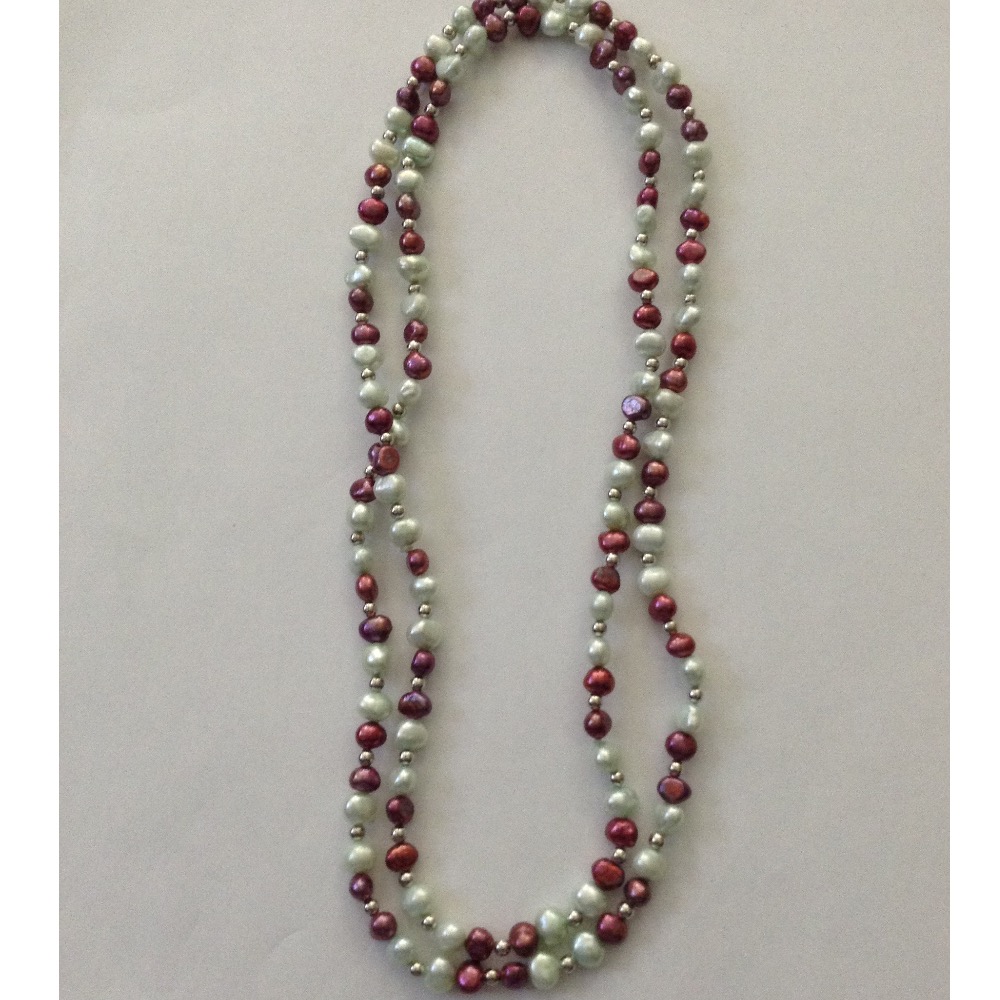 Freshwater Green and Brown Potato Pearls Long Mala JPM0152