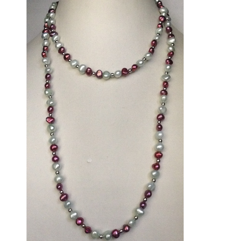Freshwater Green and Brown Potato Pearls Long Mala JPM0152