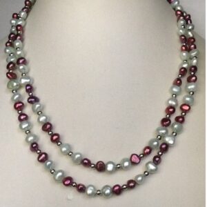 Freshwater Green and Brown Potato Pearls Long Mala JPM0152
