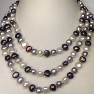 Freshwater multicolour potato pearls long knotted mala JPM0142