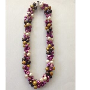 Multicolour Potato And Baroque 3 Layers Twisted Necklace JPM0165