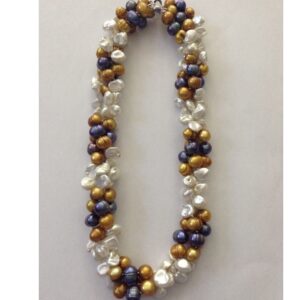 White Baroque And Grey Brown Potato Pearls Necklace JPM0141