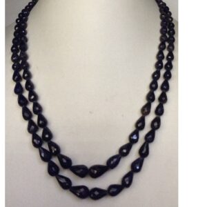 Natural Blue Sapphires Faceted Drops 2 Layers Necklace JSB0108