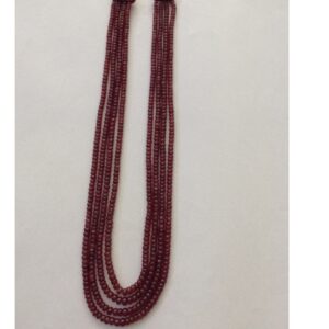 Natural Red Ruby Round Beeds 4 Layers Necklace JSR0114