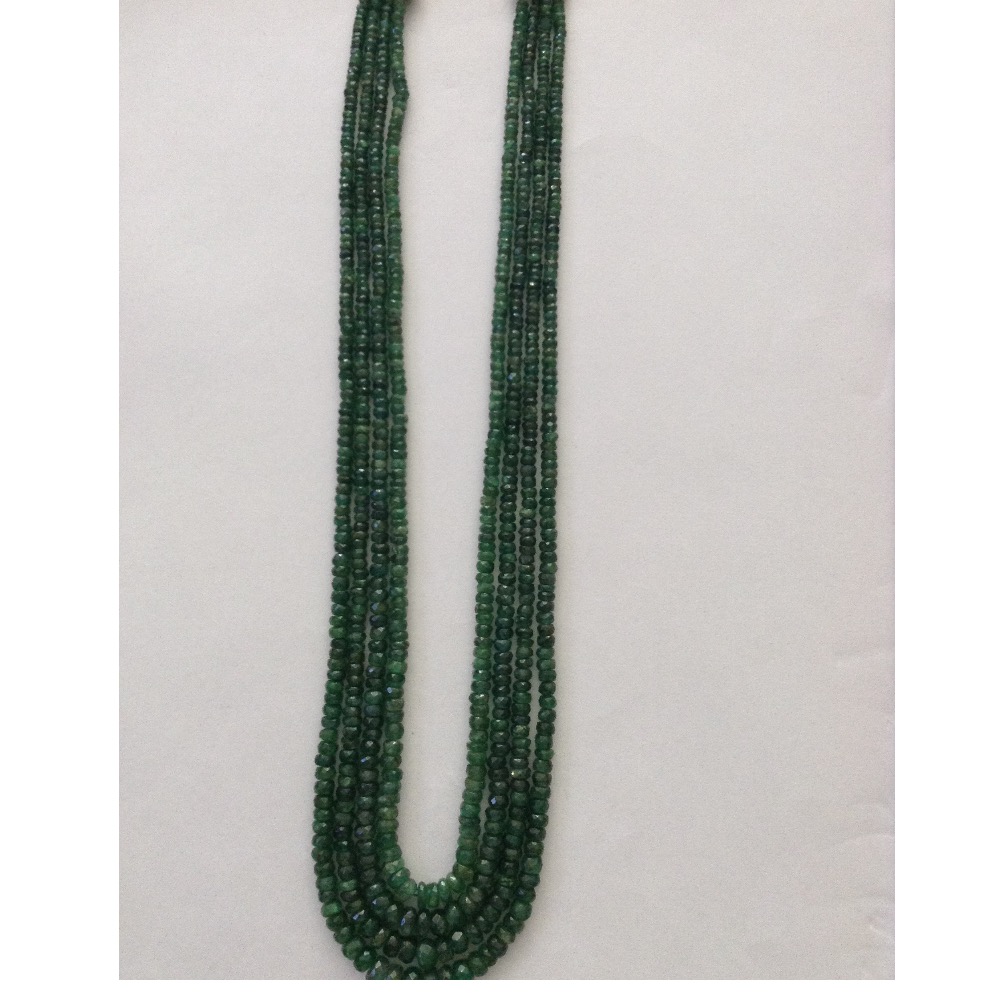 Natural Green Emeralds Faceted Round Beeds Necklace JSE0109