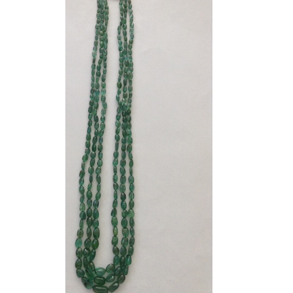 Natural Green Emeralds Oval Aweja Graded Necklace JSE0105