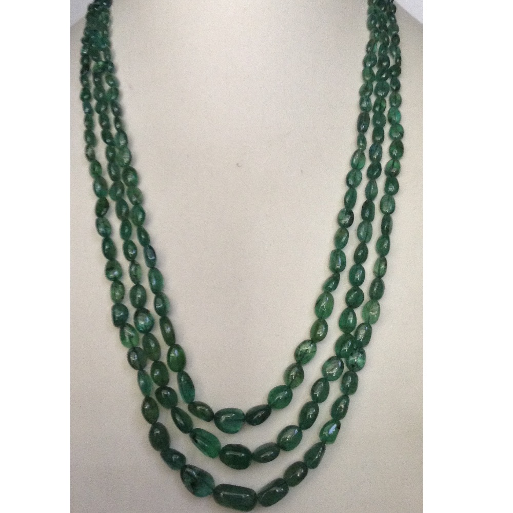 Natural Green Emeralds Oval Aweja Graded Necklace JSE0105