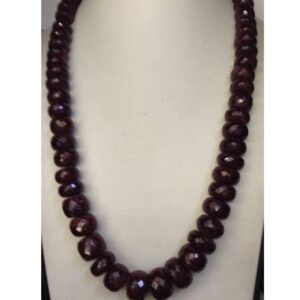 Natural Red Ruby Faceted Round Beeds Graded Mala JSR0104