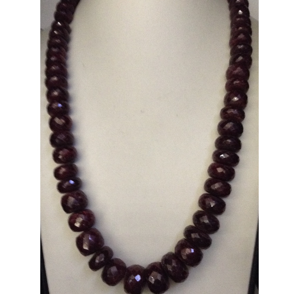 Natural Red Ruby Faceted Round Beeds Graded Mala JSR0104