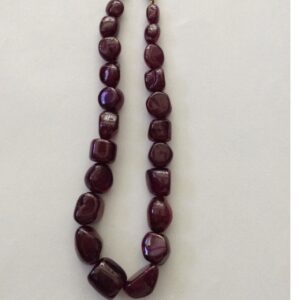 Natural Red Ruby Glass Filled Oval Tumbles Mala JSR0103