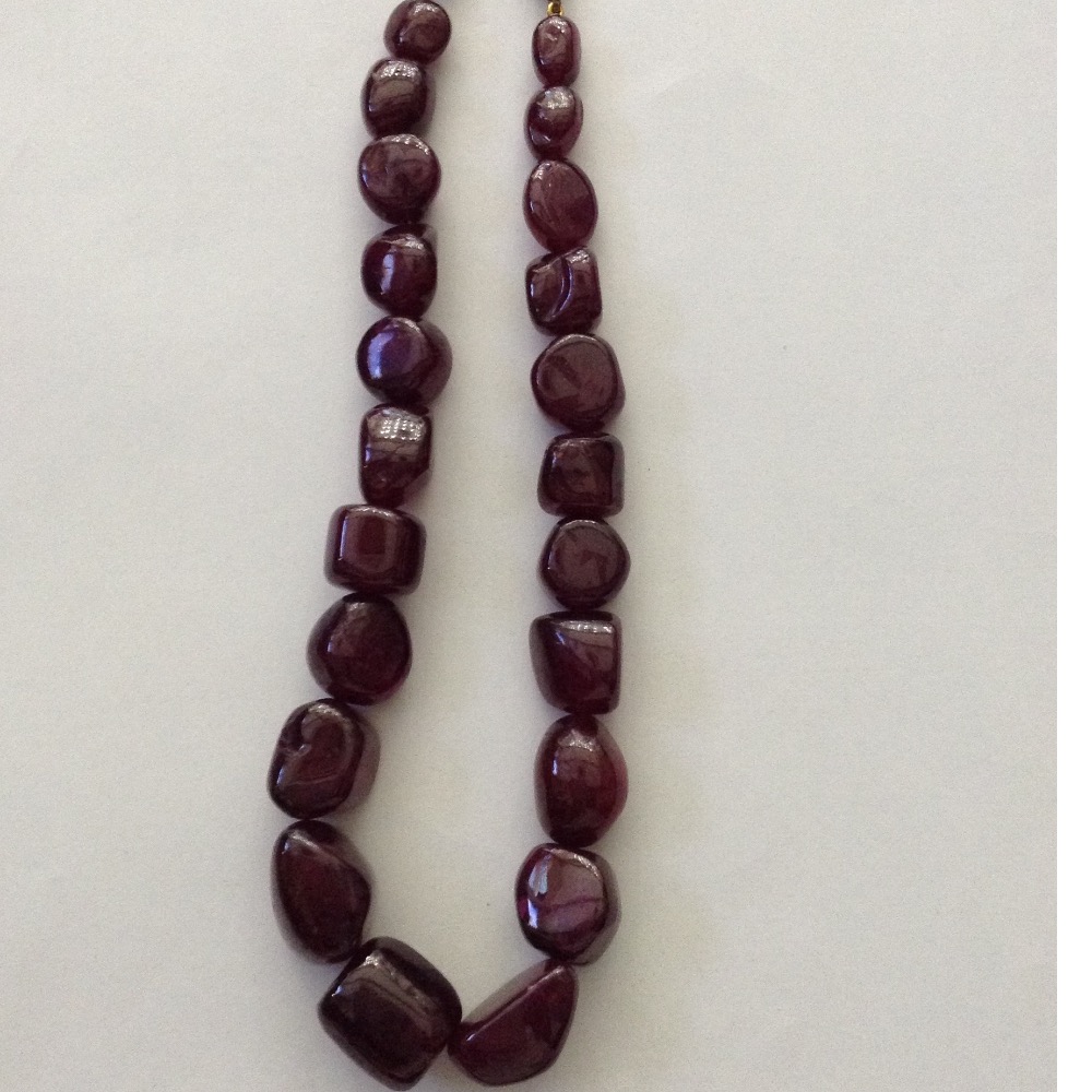 Natural Red Ruby Glass Filled Oval Tumbles Mala JSR0103