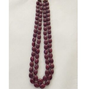 Natural Red Ruby Oval Aweja 2 Layers Necklace JSR0112