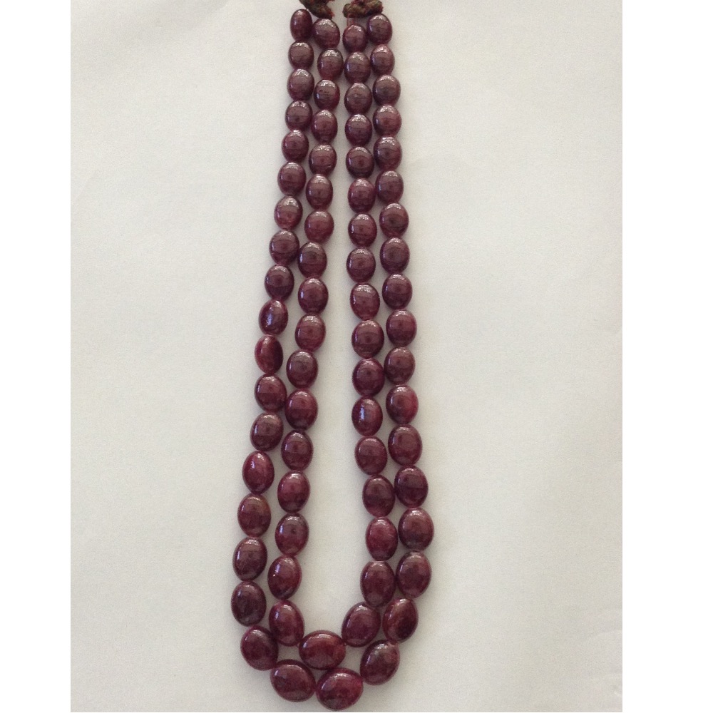 Natural Red Ruby Oval Aweja 2 Layers Necklace JSR0112