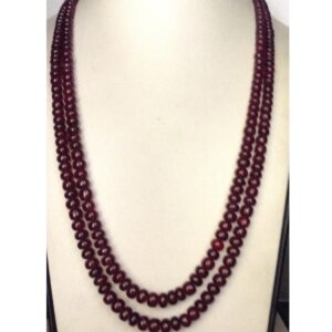 Natural Red Ruby Round Beeds Necklace JSR0100