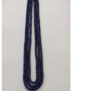 Natural Blue Sapphires Faceted Round Beeds Necklace JSB0102