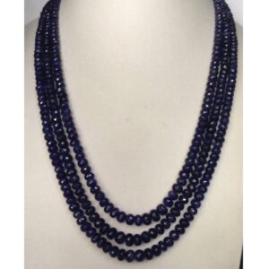 Natural Blue Sapphires Faceted Round Beeds Necklace JSB0102