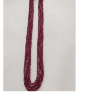 Natural Red Ruby Faceted Round Beeds Necklace jSR0101