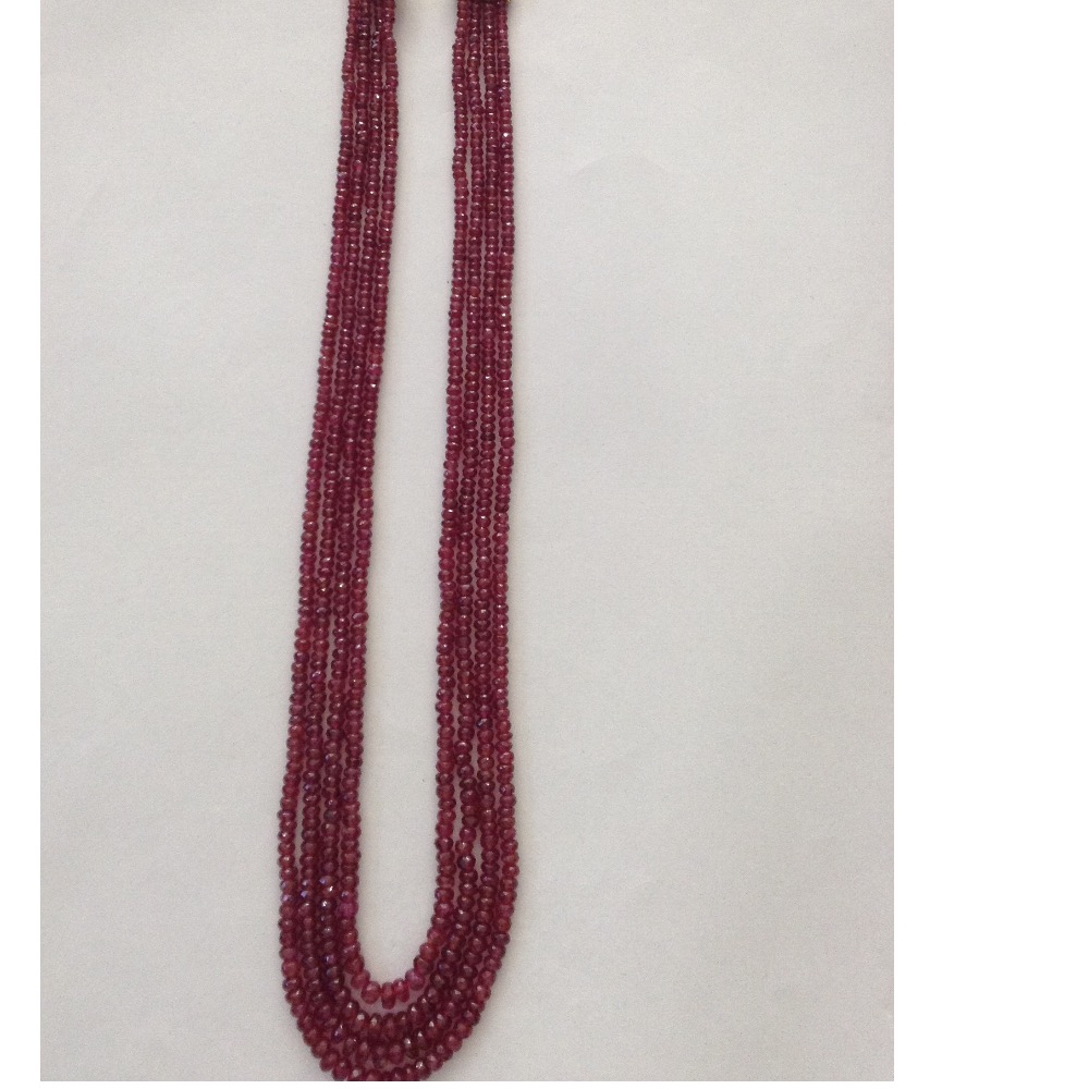 Natural Red Ruby Faceted Round Beeds Necklace jSR0101