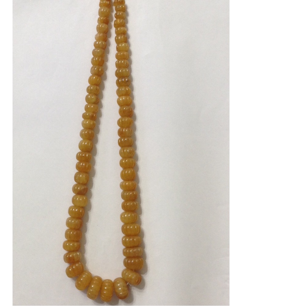 Natural yellow sapphire round kharbuja beeds mala JSS0097 - Image 2