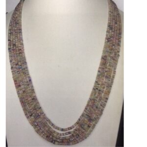 Natural Multicolour Aquamarine Round Beeds Necklace JSS0096
