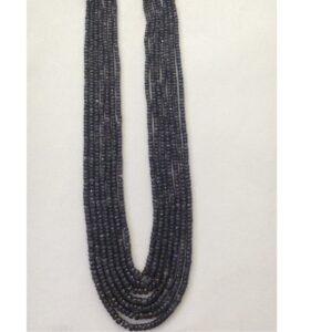 Natural Blue Sapphires Faceted Round Beeds Necklace JSB0110