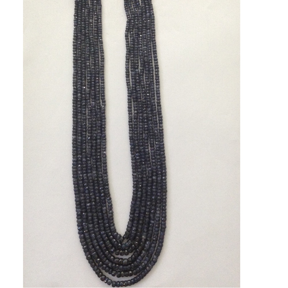 Natural Blue Sapphires Faceted Round Beeds Necklace JSB0110