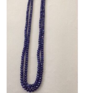 Natural Blue Sapphires Faceted Round Beeds Necklace JSB0093