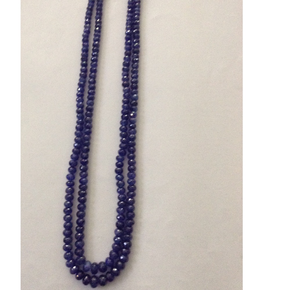 Natural Blue Sapphires Faceted Round Beeds Necklace JSB0093