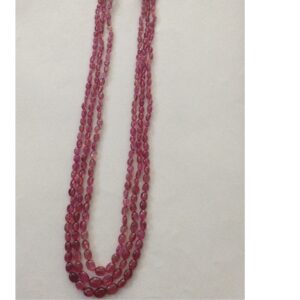 Natural Pink Glass Filled Ruby Oval Aweja Necklace JSR0089