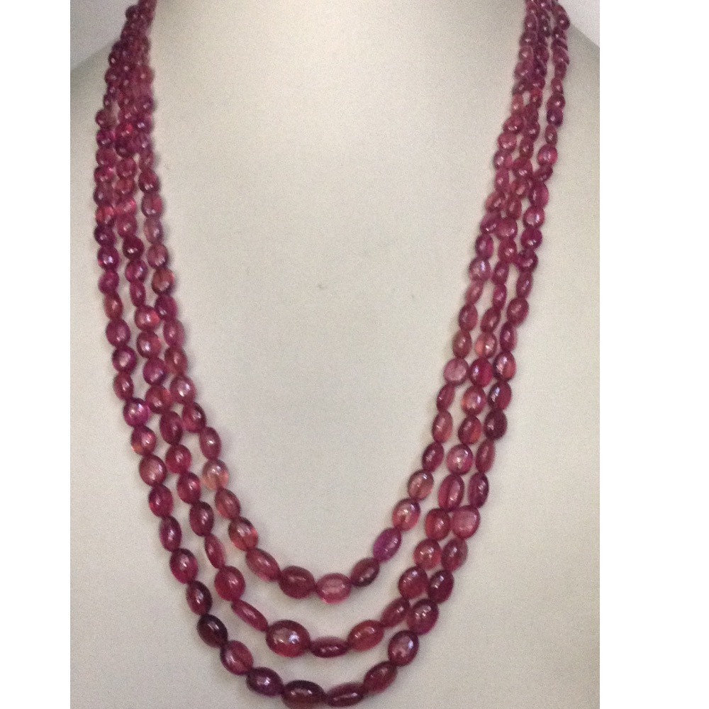 Natural Pink Glass Filled Ruby Oval Aweja Necklace JSR0089